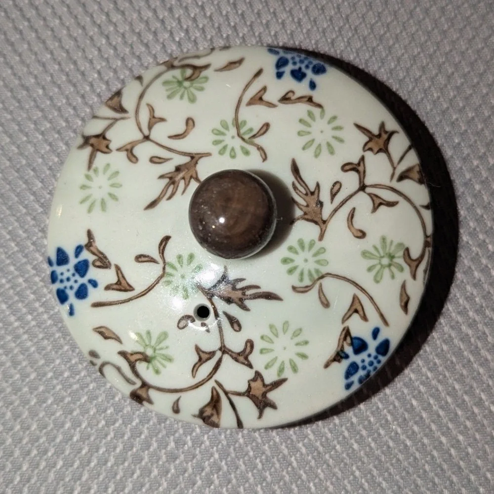 Pier 1 Imports Tomoko 6 Piece Tea Set Floral Ceramic Teapot 4 Cups Metal Stand